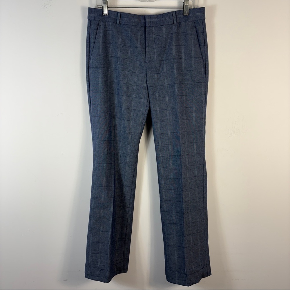 ❤️ Banana Republic Blue Plaid Boot Cut Pants 8